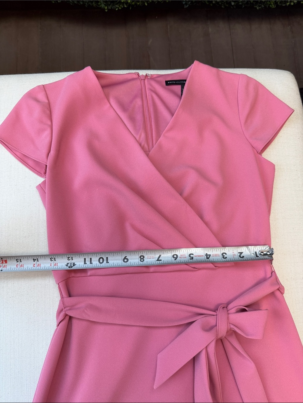 NWOT White House Black Market Pink Wrap-Front Dress with Waist Tie Size 2 - Picture 2 of 10
